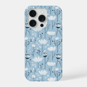 Azul Branco Azul-Marinho Florais Caprichosos em Aq