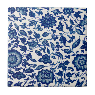 Azul Branco Flor Silvestre Francês Country Chinois