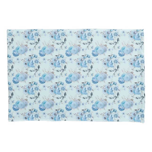 Azul Branco Prata Floral Casa Núcleo Shabby Chic (Frente)