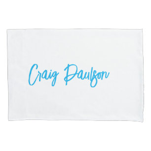 Azul Branco Seu Nome Calliografia Minimalista Excl