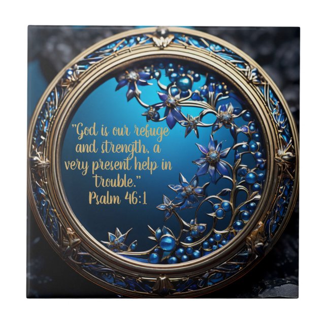 Azul brilhante com Bíblia Dourada Verdadeiramente  (Frente)