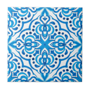 Azul brilhante e marroquino branco