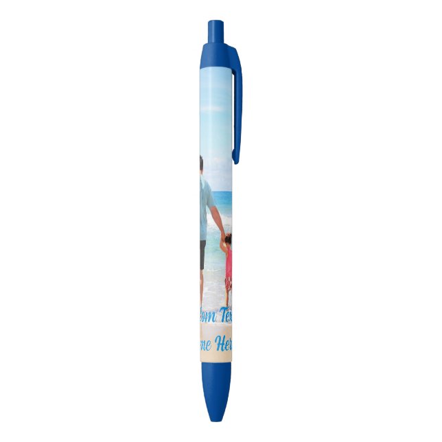 Azul Caneta de Foto Personalizada com Texto Personaliza (parte de inferior (Vertical))