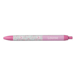 Azul Caneta Nome Personalizado Rosa Vintage