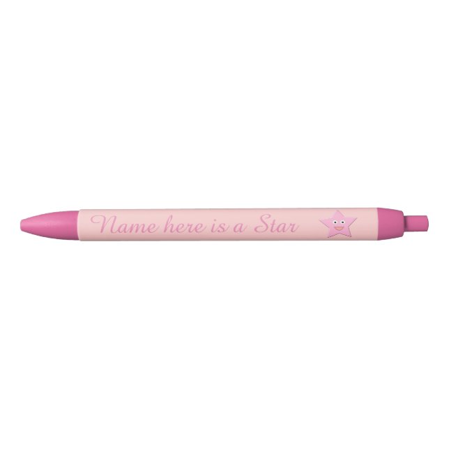 Azul Caneta Personalizada de Estrela Rosa bonito (Frente)