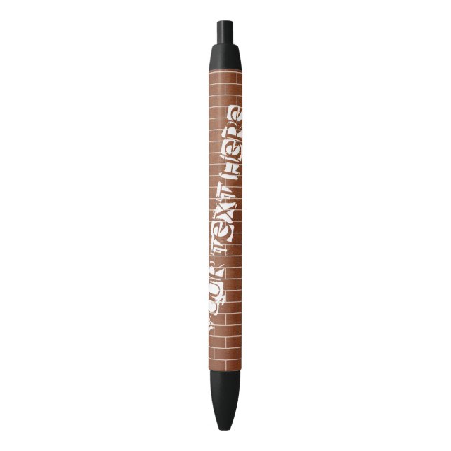 Azul Caneta personalizada de parede de tijolos com text (Frente Vertical)