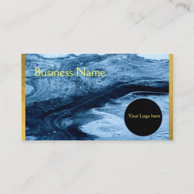 Azul cartão de visita Marble (Frente)