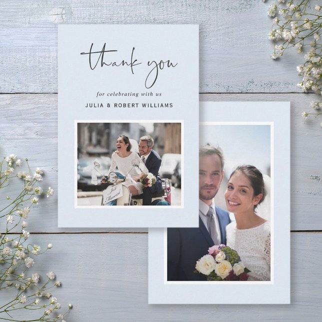 Azul | Cartões de agradecimentos Fotográfico do Ca (Front & Back)