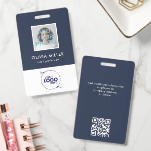 Azul Celeste Suave - Crachá de ID Minimalista