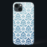 Azul-Cerceta da DK do inclinação da cor damasco de<br><div class="desc">O vintage influenciou o design barroco do teste padrão da superfície do damasco do estilo em uma cor-maneira do inclinação de detalhe azul escuro na parte inferior que gradua-se a uma luz cerceta-azul na parte superior em um fundo branco.</div>