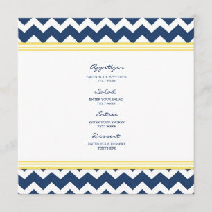 Azul Chevron do amarelo do menu do casamento