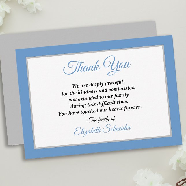 Azul Cinza e Prata Simples Agradecimento de Condol (Criador carregado)