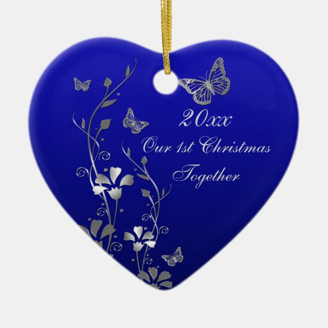 Azul, Cinza Nosso Ornamento De Guarda De Natal De  (Frente)