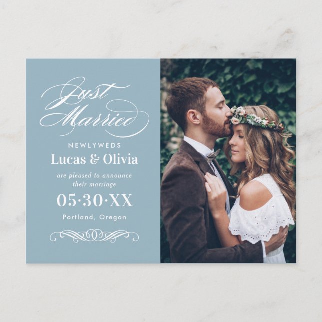 Azul cinzento dos anúncios | do casamento do recem (Frente)