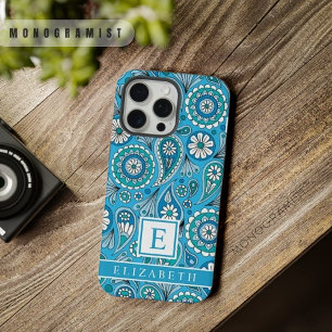Azul Claro Branco Paisley Personalizável