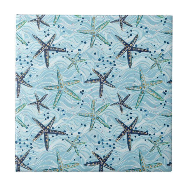 Azul-claro e Starfish Dourado no padrão das ondas  (Frente)