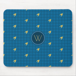Azul com Dourado Houndstooth Mousepad de Destaque