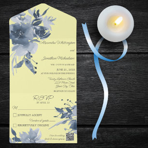 Azul com Dusty de Cor-de-Água Floral em Código QR