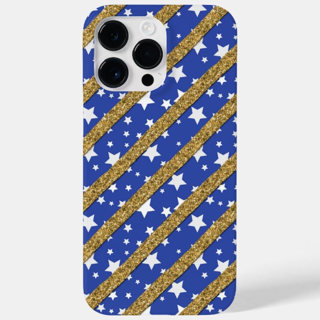 AZUL COM ESTRELAS BRANCAS E DOURADAS STRIPES (Verso)