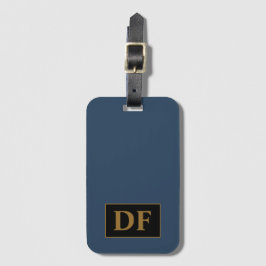 Azul com Etiqueta de Bagagem de Iniciais Dourados