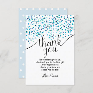 azul, confetti, cartões de agradecimentos