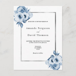 Azul, cor-de-prata branca, convite para o casament