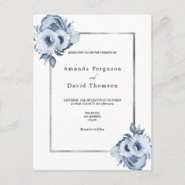 Azul, cor-de-prata branca, convite para o casament