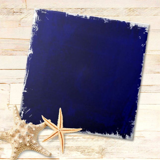 Azul Costeiro de Praia Moderna Russo (Modern Rustic Beach Coastal Ocean Blue Ceramic Tile)