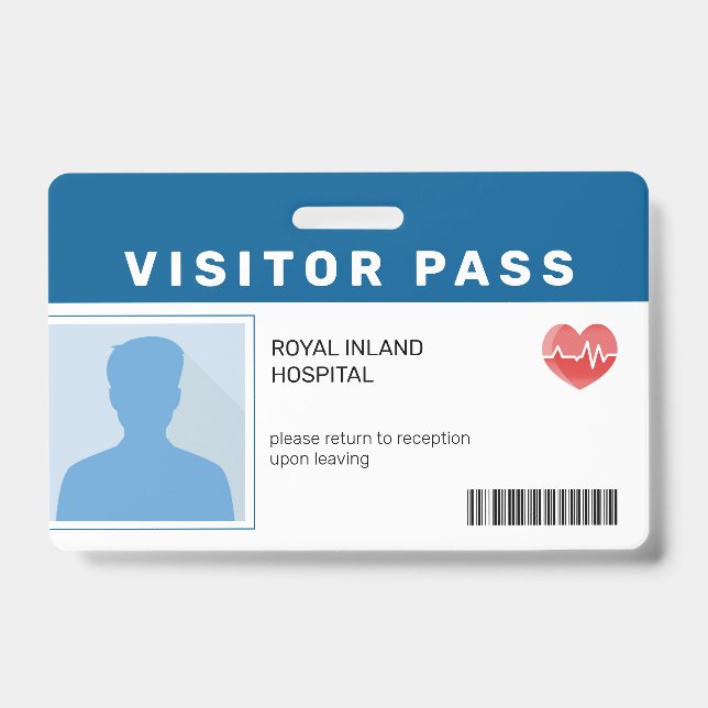Azul | Crachá de Identificação de Visitante do Hos (Frente)