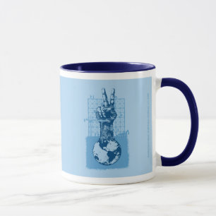 Azul da caneca da campainha da paz da construção