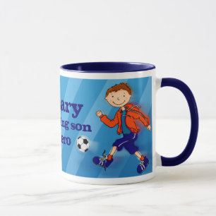 Azul da caneca do herói do futebol do futebol do