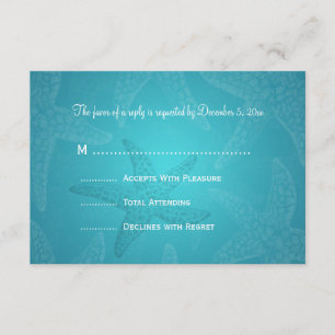 Azul da estrela do mar do casamento de praia RSVP