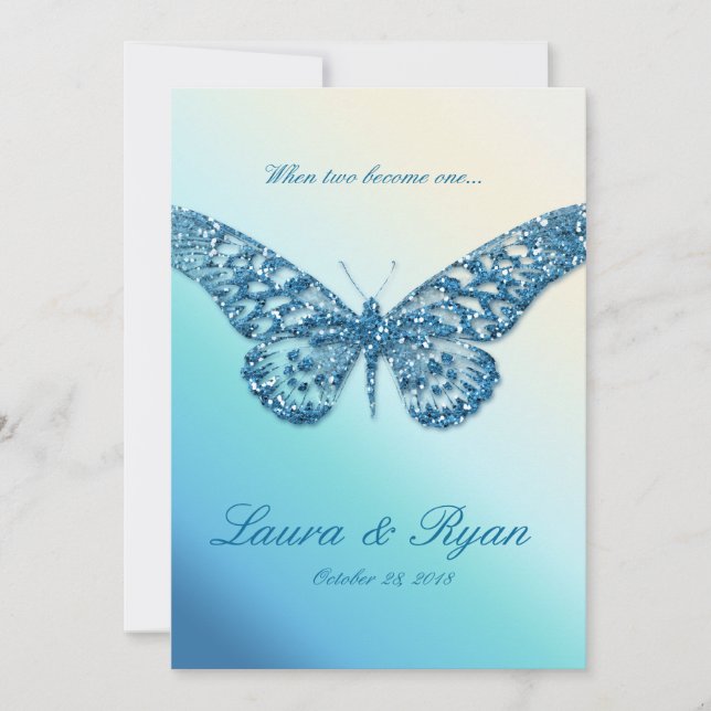 Azul da faísca do convite de casamento da (Frente)