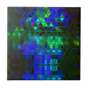 Azul da fantasia da paisagem do lago stained Glass