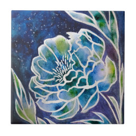 Azul Dahlia Marinho Teal Celestial Floral