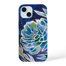 Azul Dahlia Marinho Teal Celestial Floral