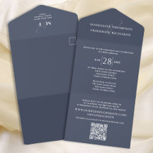 Azul de Chapa Simples Moderno | RSVP de Código QR