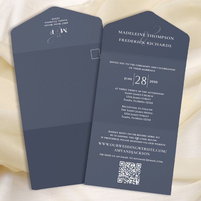 Azul de Chapa Simples Moderno | RSVP de Código QR (Criador carregado)