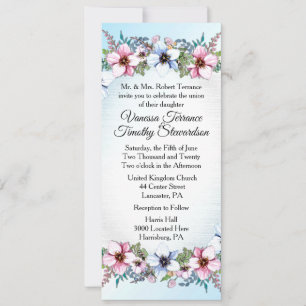 Azul de Convite para Casamento Floral
