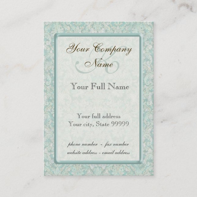 Azul de Fleur di Lys Damasco & cartões de visitas (Frente)