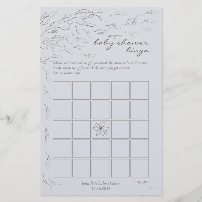 Azul de jogo Bingo de Chá de fraldas Simples (Frente)