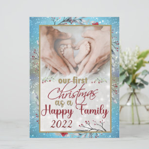 Azul De Neve Elegante E Amarelo Nosso Primeiro Nat