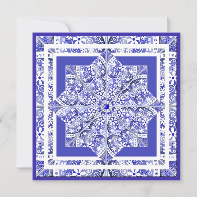 Azul de rendas cerâmico do cartão de vazio de Gréc (Frente)