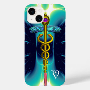 Azul de turquesa MÉDICO do MONOGRAMA do CADUCEUS