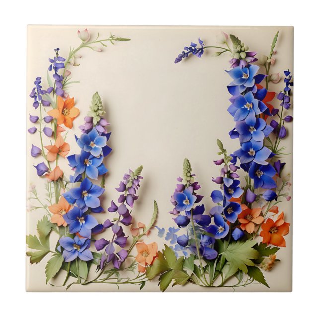 Azul Delfinium Floral (Frente)