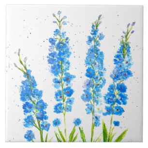 Azul delfinium floral aquarela elegante