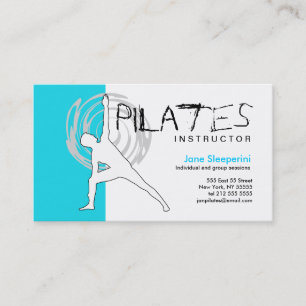Azul do cartão de visita do instrutor de Pilates