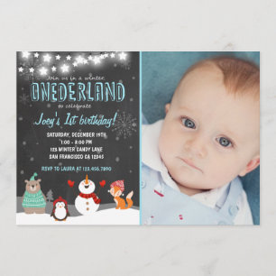 Azul do convite de aniversário de ONEderland do