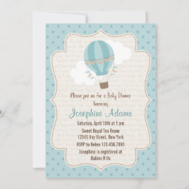 Azul do convite do chá de fraldas do balão de ar