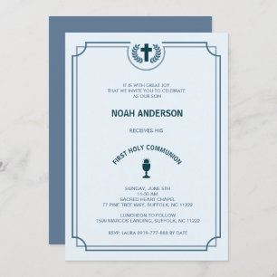 Azul do convite do comunhão santamente do menino